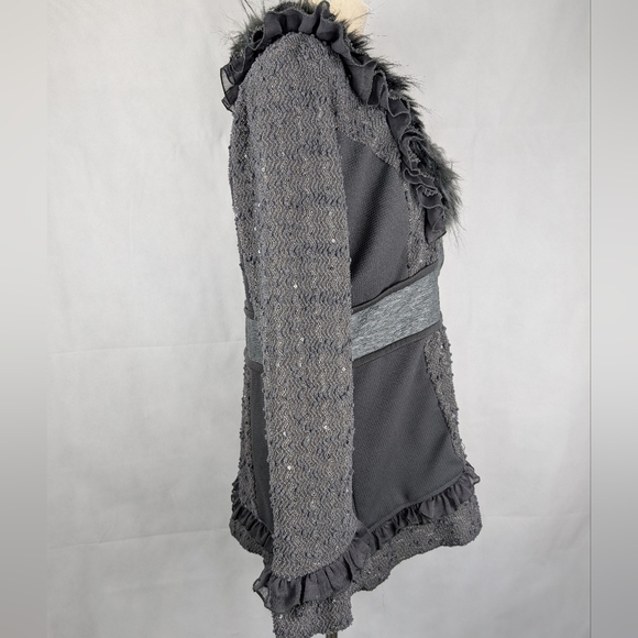 Fantazia Jacket Mixed Fabric button Front Size Medium - Picture 5 of 10